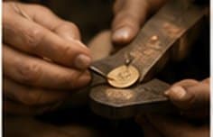 Hands engraving a PetID tag